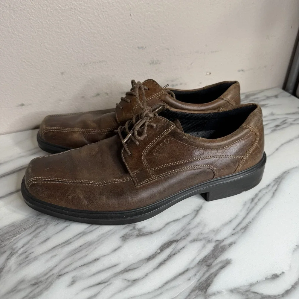 Ecco Men's Helsinki 2 Leather Bike-Toe Derby Shoe Size 44 Brown US 10.5 Dress